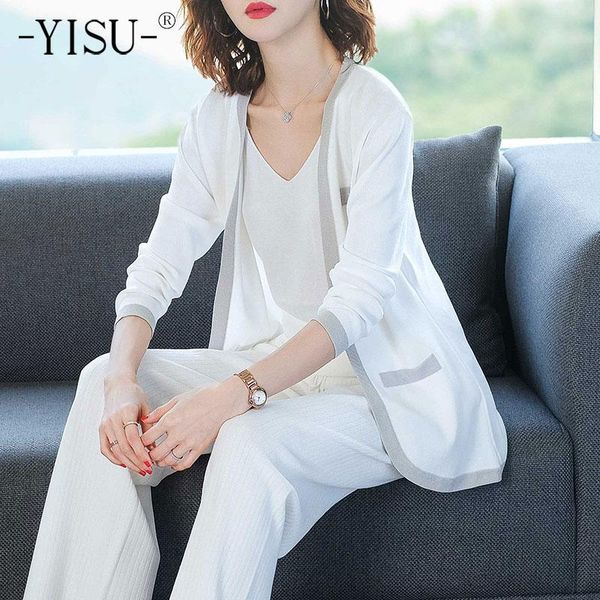 women's knits & tees yisu solid color year women spring coat sweater cardigan shawl collar casual simple knitted thin section, White
women's knits & tees yisu solid color year women spring coat sweater cardigan shawl collar casual simple knitted thin section, White