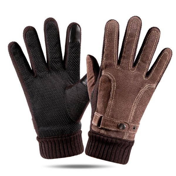 

Classic Design High Quality Cold Proof Warm Driving Gloves Black and Brown Pigskin Touch Screen Glove
