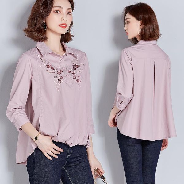 women's blouses & shirts women blouse embroidered nine-quarter sleeve spring autumn plus size long shirt blusas ropa de mujer, White
women's blouses & shirts women blouse embroidered nine-quarter sleeve spring autumn plus size long shirt blusas ropa de mujer, White