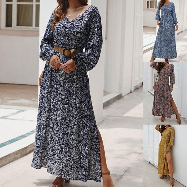 casual dresses women elegant floral dress autumn winter vintage button long sleeve chiffon shirt slits robe femme vestidos, Black;gray
casual dresses women elegant floral dress autumn winter vintage button long sleeve chiffon shirt slits robe femme vestidos, Black;gray