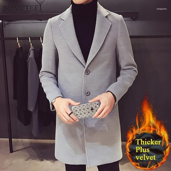 men's wool & blends men winter long thicker slim solid colour all-match simple korean style mens trendy ulzzang woolen outerwear chic1, Black 
men's wool & blends men winter long thicker slim solid colour all-match simple korean style mens trendy ulzzang woolen outerwear chic1, Black