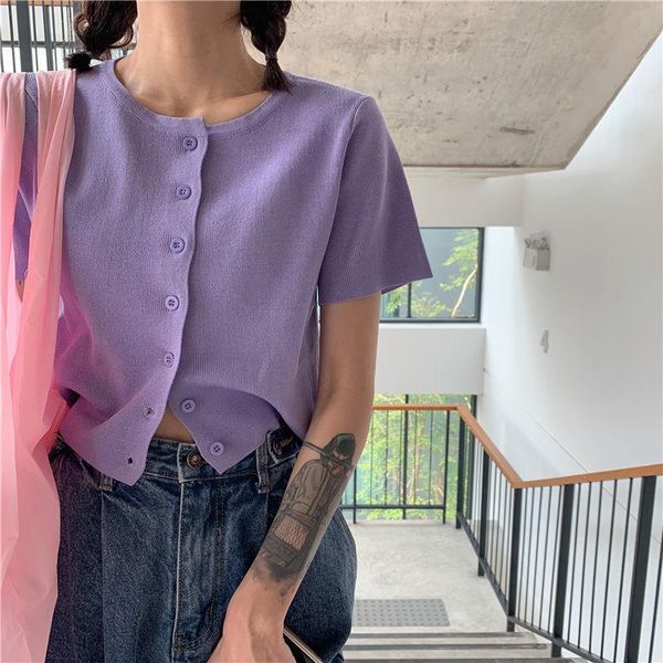 women's t-shirt woman tshirts summer 2021 short sleeve knit cardigan coat crop mujer camisetas, White
women's t-shirt woman tshirts summer 2021 short sleeve knit cardigan coat crop mujer camisetas, White