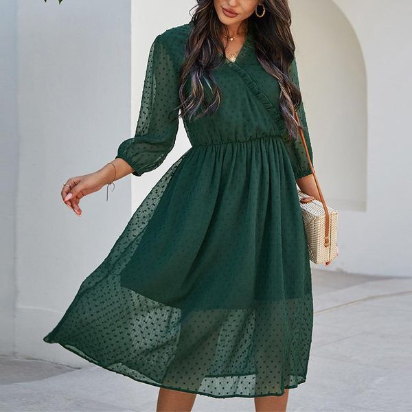 casual dresses autumn solid color v neck dress elastic waist women long sleeve holiday 2021 fall a line female midi elegant party vestidos, Black;gray
casual dresses autumn solid color v neck dress elastic waist women long sleeve holiday 2021 fall a line female midi elegant party vestidos, Black;gray