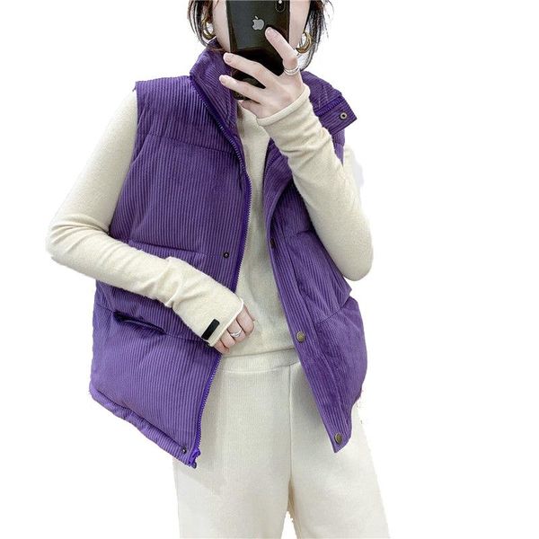 women's vests winter corduroy waistcoat vest female all-match outerwear sleeveless bodywarm plus size tand collar long jacket, Black;white
women's vests winter corduroy waistcoat vest female all-match outerwear sleeveless bodywarm plus size tand collar long jacket, Black;white