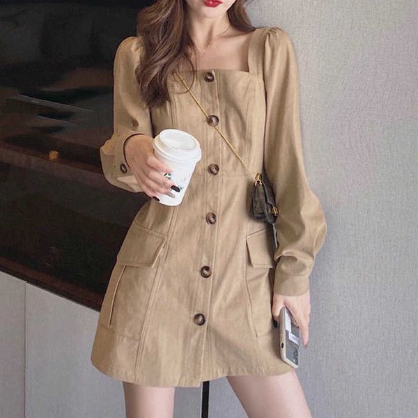 safari mini dres long sleeve square collar elegant solid button office ladies autumn female fashion clothing 210604, Black;gray
safari mini dres long sleeve square collar elegant solid button office ladies autumn female fashion clothing 210604, Black;gray