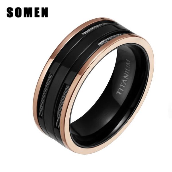 wedding rings 8mm polished rose gold edge black titanium ring with stainless steel cables for men's band male jewelry anel masculino, Slivery;golden
wedding rings 8mm polished rose gold edge black titanium ring with stainless steel cables for men's band male jewelry anel masculino, Slivery;golden