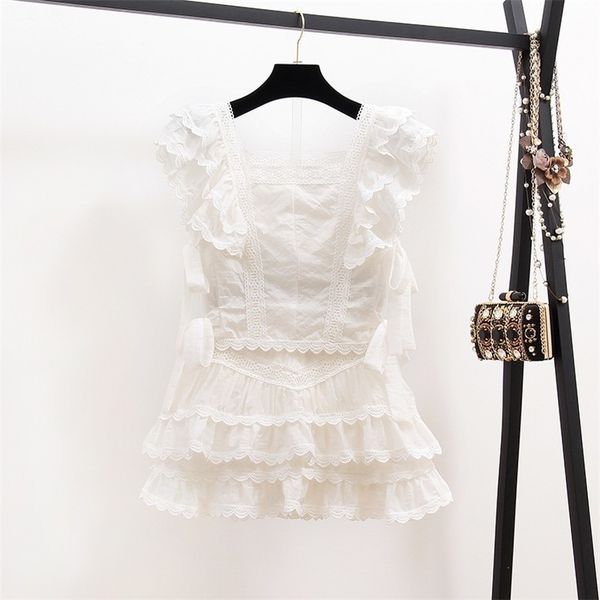 summer women embroidery lace skirt pant suits fashion ruffles short sleeve + white mini 2 piece set 210514
summer women embroidery lace skirt pant suits fashion ruffles short sleeve + white mini 2 piece set 210514