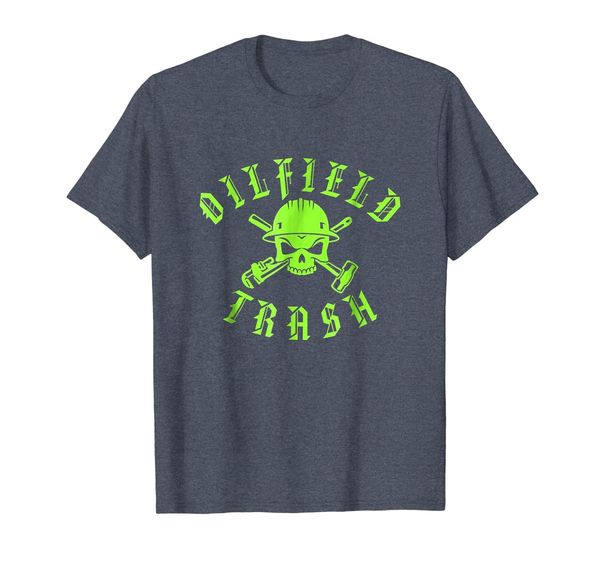 skull and hard hat oilfield trash t-shirt for oil industry, White;black