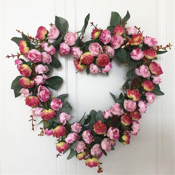 decorative flowers & wreaths artificial heart-shaped rose wreath spring outdoor for front door mar-17
decorative flowers & wreaths artificial heart-shaped rose wreath spring outdoor for front door mar-17