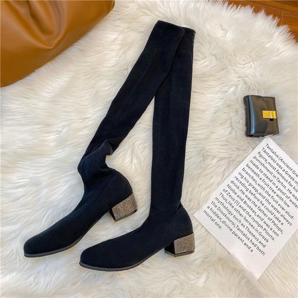 boots 2021 winter fall women bling crystal over the knee stretch fabric long sock female low heels knitting shoes, Black
boots 2021 winter fall women bling crystal over the knee stretch fabric long sock female low heels knitting shoes, Black