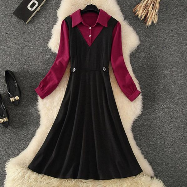 casual dresses women's long midi dress autumn 2021 corduroy black patchwork long-sleeved slim a-line fashion formal office lady work, Black;gray
casual dresses women's long midi dress autumn 2021 corduroy black patchwork long-sleeved slim a-line fashion formal office lady work, Black;gray