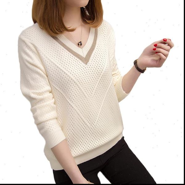 v neck loose short women sweater knit pullover long sleeve thin spring autumn fashion plus size casual female, White;black
v neck loose short women sweater knit pullover long sleeve thin spring autumn fashion plus size casual female, White;black