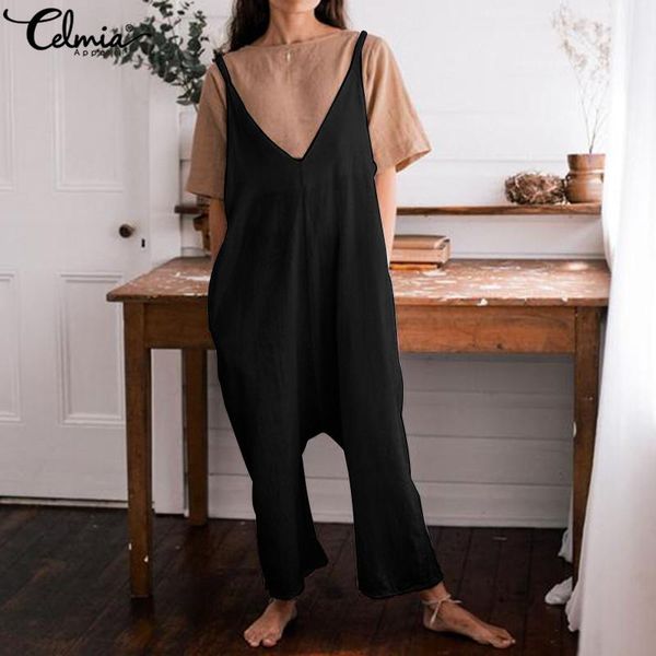 women's jumpsuits & rompers celmia vintage 2021 summer sleeveless female playsuit loose harem pants plus size overalls dungarees, Black;white
women's jumpsuits & rompers celmia vintage 2021 summer sleeveless female playsuit loose harem pants plus size overalls dungarees, Black;white