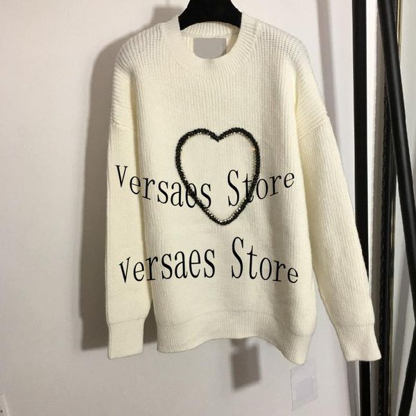 women's sweaters luxury design nail bead embroidery letters fashion women long sleeve temperament versatile loose round neck knitted sw, White;black
women's sweaters luxury design nail bead embroidery letters fashion women long sleeve temperament versatile loose round neck knitted sw, White;black