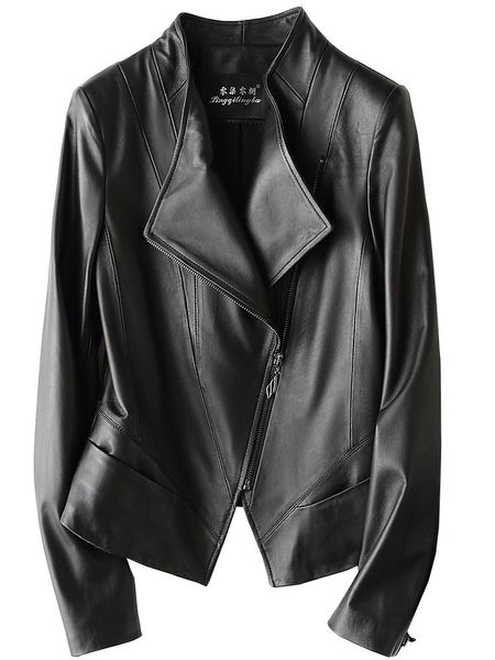 women's leather & faux real sheepskin fitted short motorcycle jacket for women 226 kj3064, Black
women's leather & faux real sheepskin fitted short motorcycle jacket for women 226 kj3064, Black