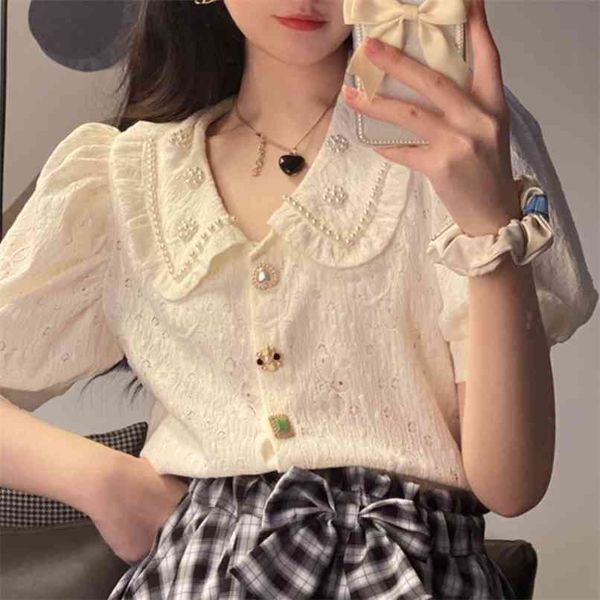 shirt women summer ins foreign style pearl design sense niche short-sleeved puff sleeve blouse 210529, White
shirt women summer ins foreign style pearl design sense niche short-sleeved puff sleeve blouse 210529, White