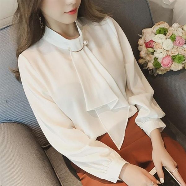 women's blouses & shirts chiffon women and office lady blouse puff sleeve ladies long shirt beautiful casual, White
women's blouses & shirts chiffon women and office lady blouse puff sleeve ladies long shirt beautiful casual, White