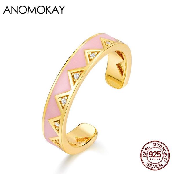 cluster rings anomokay cute pink enamel triangle white zircon gold color open for party real 925 silver adjustable ring women gift, Golden;silver
cluster rings anomokay cute pink enamel triangle white zircon gold color open for party real 925 silver adjustable ring women gift, Golden;silver
