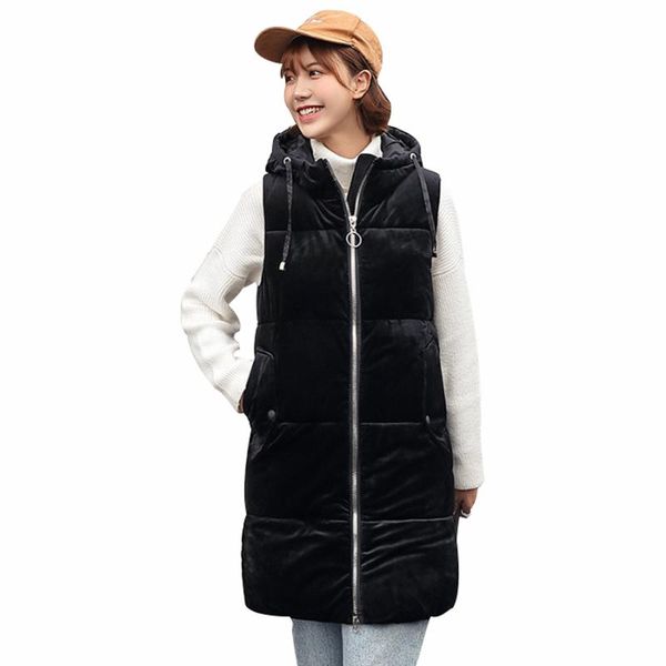 women's vests rlyaeiz winter vest coat 2021 fashion autumn gold velvet women down cotton mid-long sleeveless thick warm waistcoat, Black;white
women's vests rlyaeiz winter vest coat 2021 fashion autumn gold velvet women down cotton mid-long sleeveless thick warm waistcoat, Black;white