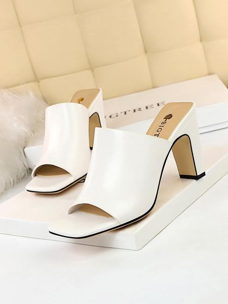 women's shoes summer cool slippers high heels the fish's mouth square head fashion contracted trend show thin, Black
women's shoes summer cool slippers high heels the fish's mouth square head fashion contracted trend show thin, Black