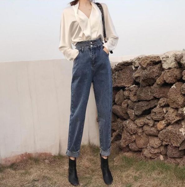 women's jeans 2021 spring autumn high waist woman looes boyfriend women streetwear demin harem pants with pocket r660, Blue
women's jeans 2021 spring autumn high waist woman looes boyfriend women streetwear demin harem pants with pocket r660, Blue
