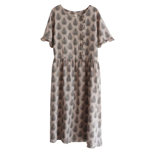 casual dresses vintage leaf shadow round neck short sleeve cotton line vs7t, Black;gray
casual dresses vintage leaf shadow round neck short sleeve cotton line vs7t, Black;gray