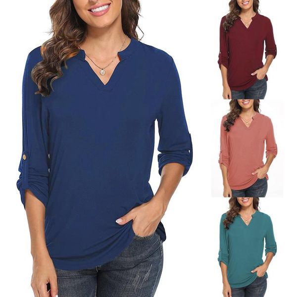 women's blouses & shirts fashion button tunic soild v-neck ladies pleated long sleeve spring casual shirt ropa mujer, White
women's blouses & shirts fashion button tunic soild v-neck ladies pleated long sleeve spring casual shirt ropa mujer, White