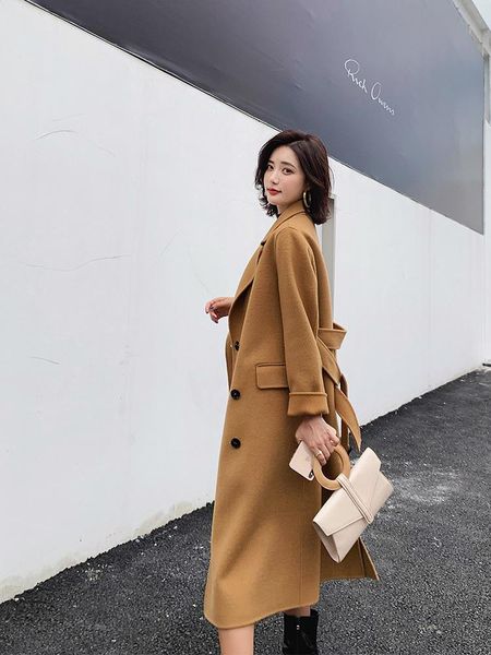 women's wool & blends long 100% coat women clothes 2021 spring autumn female jacket double breasted korean elegant ladies coats b19y012, Black
women's wool & blends long 100% coat women clothes 2021 spring autumn female jacket double breasted korean elegant ladies coats b19y012, Black