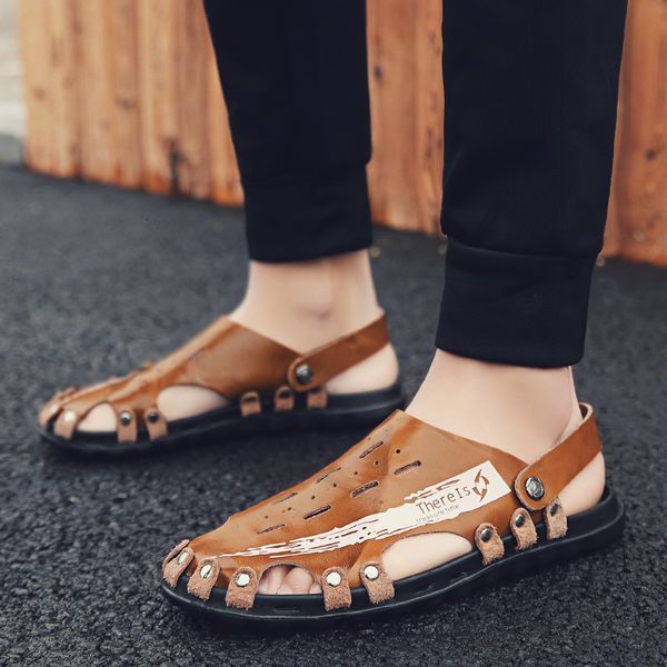 's sandals men fashion sandals double leather baotou breathable casual shoes ymzp, Black
's sandals men fashion sandals double leather baotou breathable casual shoes ymzp, Black