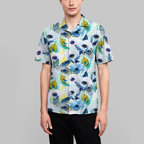 men's casual shirts shirt short sleeve 2021 fashion summer peacock feather print round neck loose top, White;black
men's casual shirts shirt short sleeve 2021 fashion summer peacock feather print round neck loose top, White;black