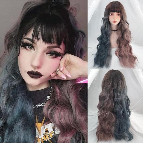 fashion curly hair long wig two colors blue and pink heat-resistant fiber synthetic black women cosplay female wigs
fashion curly hair long wig two colors blue and pink heat-resistant fiber synthetic black women cosplay female wigs