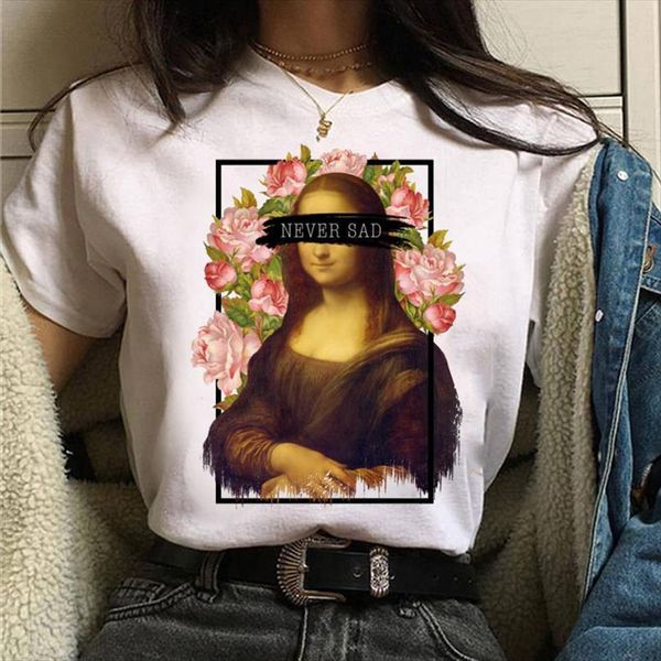 never sad mona lisa men t shirts and women flower print casual short sleeve tee harajuku vintage graphic female, White;black
never sad mona lisa men t shirts and women flower print casual short sleeve tee harajuku vintage graphic female, White;black