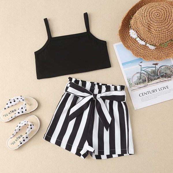 girls' stripe two piece children's leisure black sling suit girls' style children's summer wear, Blue
girls' stripe two piece children's leisure black sling suit girls' style children's summer wear, Blue