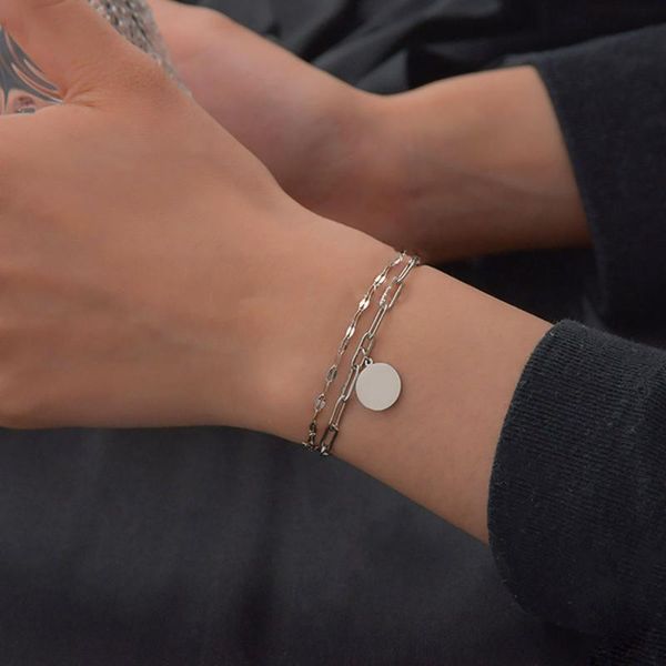 charm bracelets hip hop round brand pendant bracelet female personality simple multilayer lip chain stainless steel jewelry, Golden;silver
charm bracelets hip hop round brand pendant bracelet female personality simple multilayer lip chain stainless steel jewelry, Golden;silver