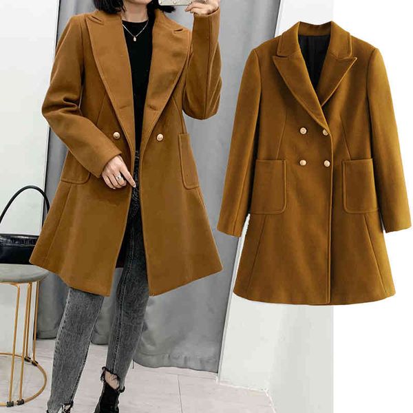 wool woman autumn winter double pocket jacket breasted collar long coat mrs streetwear, Black
wool woman autumn winter double pocket jacket breasted collar long coat mrs streetwear, Black