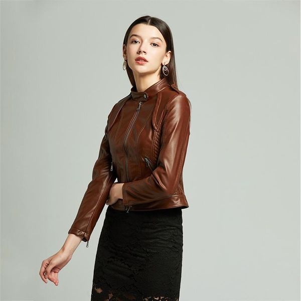 women's leather & faux jacket spring autumn slim solid bomber coat epaulet pockets long sleeve female clothing lady outerwear, Black
women's leather & faux jacket spring autumn slim solid bomber coat epaulet pockets long sleeve female clothing lady outerwear, Black