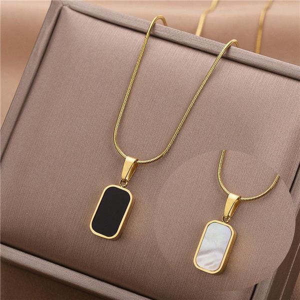 pendant necklaces korean style high fashion black white double side rectangle shell women necklace ladies snake chain chokers, Silver
pendant necklaces korean style high fashion black white double side rectangle shell women necklace ladies snake chain chokers, Silver