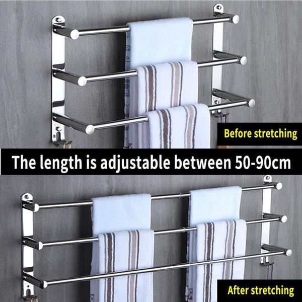 towel racks 304 stainless steel flexable adjustable 50 to 90 cm 3 ties arm holder bar rail hanger rack wall mounted for bathroom
towel racks 304 stainless steel flexable adjustable 50 to 90 cm 3 ties arm holder bar rail hanger rack wall mounted for bathroom