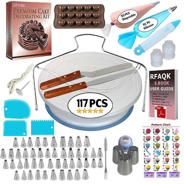 baking & pastry tools with numbered 117-piece cake slip-resistant decorating turntable set, mouth chocolate pen kit
baking & pastry tools with numbered 117-piece cake slip-resistant decorating turntable set, mouth chocolate pen kit