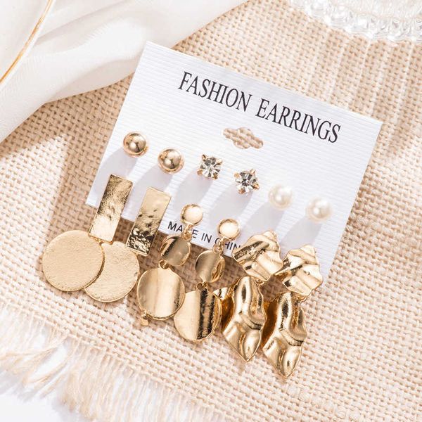 new 6-piece set of earrings cold wind set geometric round earrings irregular metal earrings for women, Golden
new 6-piece set of earrings cold wind set geometric round earrings irregular metal earrings for women, Golden