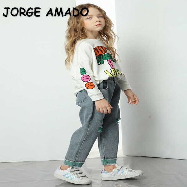 spring teenagers girls jeans solid color elastic waist tapered hole leisure kids pants e332 210610, Blue
spring teenagers girls jeans solid color elastic waist tapered hole leisure kids pants e332 210610, Blue