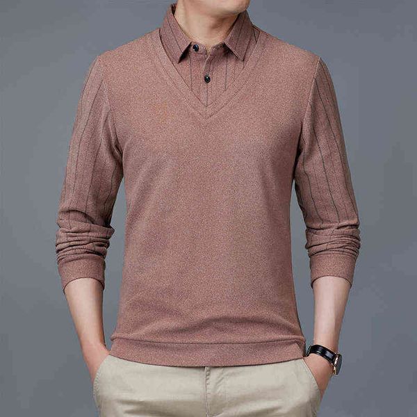 2021 autumn winter double-sided veet fake two-piece polo shirt fashion slim fit men's t-shirt thin stripe, White;black
2021 autumn winter double-sided veet fake two-piece polo shirt fashion slim fit men's t-shirt thin stripe, White;black