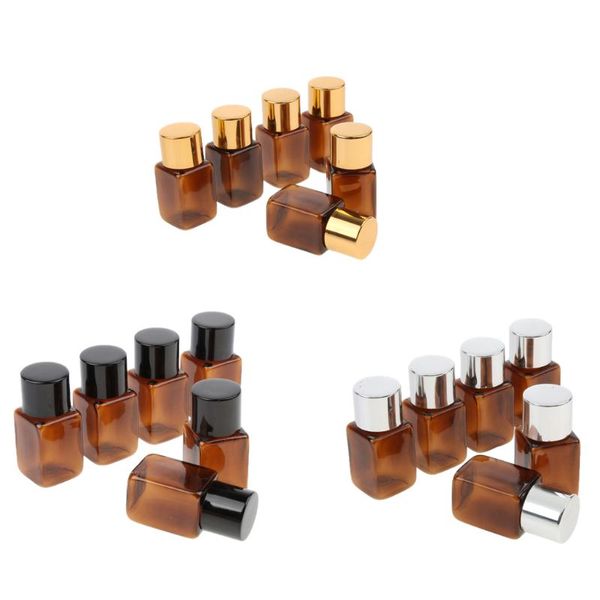 storage bottles & jars 6pcs dark brown square refillable empty essential oil perfume cosmetic makeup bottle container holder silver / black 
storage bottles & jars 6pcs dark brown square refillable empty essential oil perfume cosmetic makeup bottle container holder silver / black