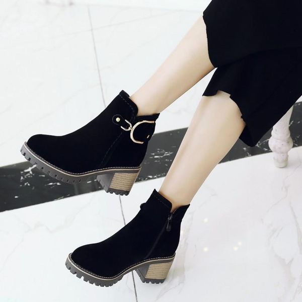 boots big size european and american fashionable short with round head, square heel side zipper, Black
boots big size european and american fashionable short with round head, square heel side zipper, Black