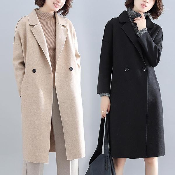 large size women's double-breasted windbreaker jacket 2021 autumn winter fashion solid color double-sided woolen coat s630 wool & blend, Black
large size women's double-breasted windbreaker jacket 2021 autumn winter fashion solid color double-sided woolen coat s630 wool & blend, Black