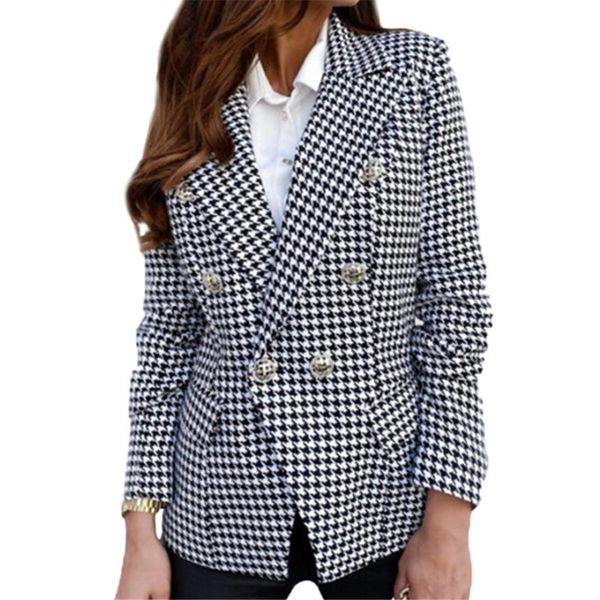 ladies check plaid tartan long sleeve blazer slim work ol coat jacket outwear women's suits & blazers, White;black
ladies check plaid tartan long sleeve blazer slim work ol coat jacket outwear women's suits & blazers, White;black