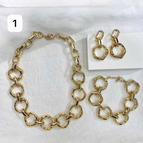 hip hop ccb metal gold thick chains necklaces bracelet earrings 3-piece sets punk personality clavicle chain fashion simple atmosphere short, Silver
hip hop ccb metal gold thick chains necklaces bracelet earrings 3-piece sets punk personality clavicle chain fashion simple atmosphere short, Silver
