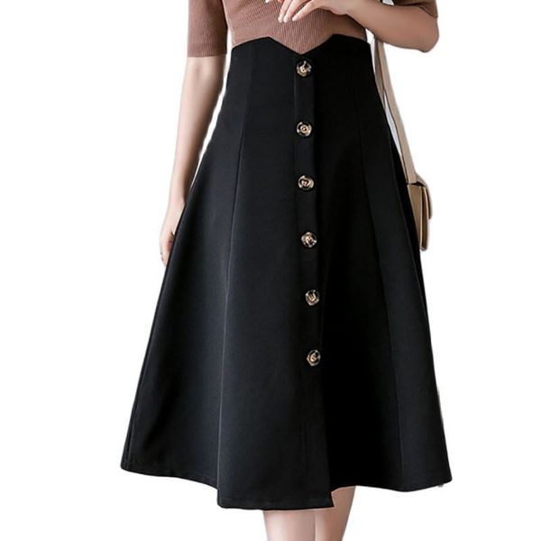 casual dresses button a-line skirt womens elegant office s korean fashion high waist female solid big swing loose midi falda jdgv, Black;gray
casual dresses button a-line skirt womens elegant office s korean fashion high waist female solid big swing loose midi falda jdgv, Black;gray