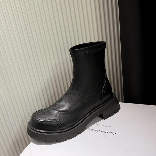 boots winter flock stretch splicing slip-on round toe women female ankle platform shoes flat with, Black
boots winter flock stretch splicing slip-on round toe women female ankle platform shoes flat with, Black