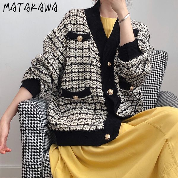 matakawa single breasted v-neck thick women's coat autumn loose plaid knitted cardigan jackets for women winter 210513, Black;brown
matakawa single breasted v-neck thick women's coat autumn loose plaid knitted cardigan jackets for women winter 210513, Black;brown